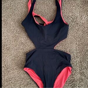 aerie Navy and Pink Reversible Kids One-Piece Swimsuit